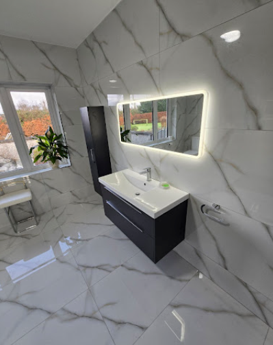 Luxury marble bathroom installation by True-Temp